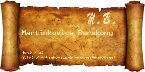 Martinkovics Barakony névjegykártya